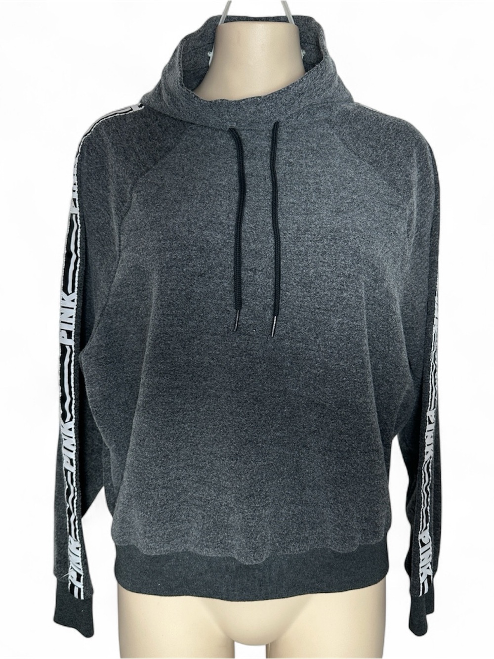 Victoria's Secret PINK Dark Gray Pullover Hoodie with Logo Tape